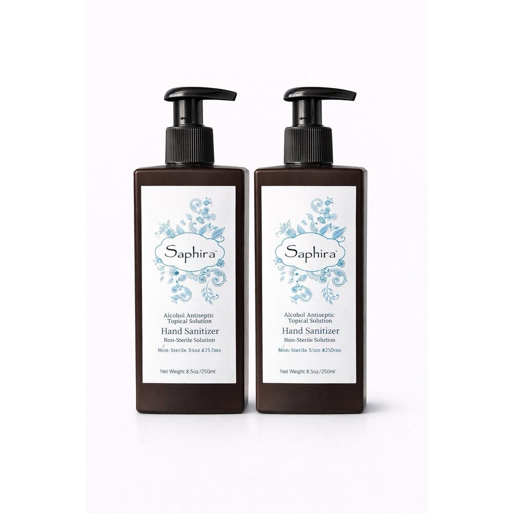 Saphira Hand Sanitizer 8.5 Fl.oz / 250ml Alcohol Antiseptic Pump Set of 2